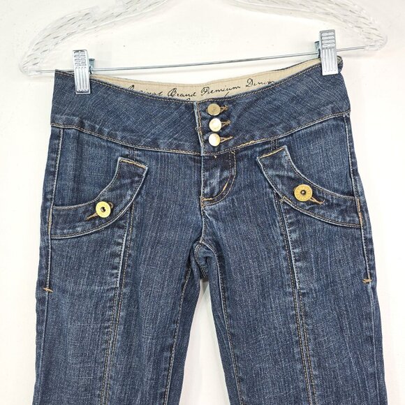 Vintage Y2K Zanadi Dark Wash Super Low Waist Skinny Denim Jeans 26x31 - Picture 4 of 8